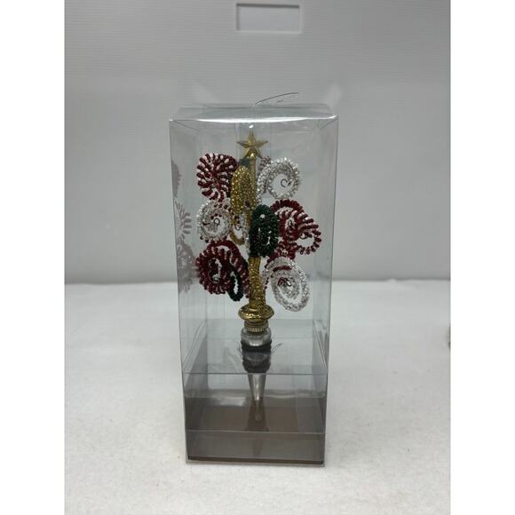 Pier 1 Imports Beaded Wine Bottle Stopper Christmas Tree Holiday - Picture 2 of 6